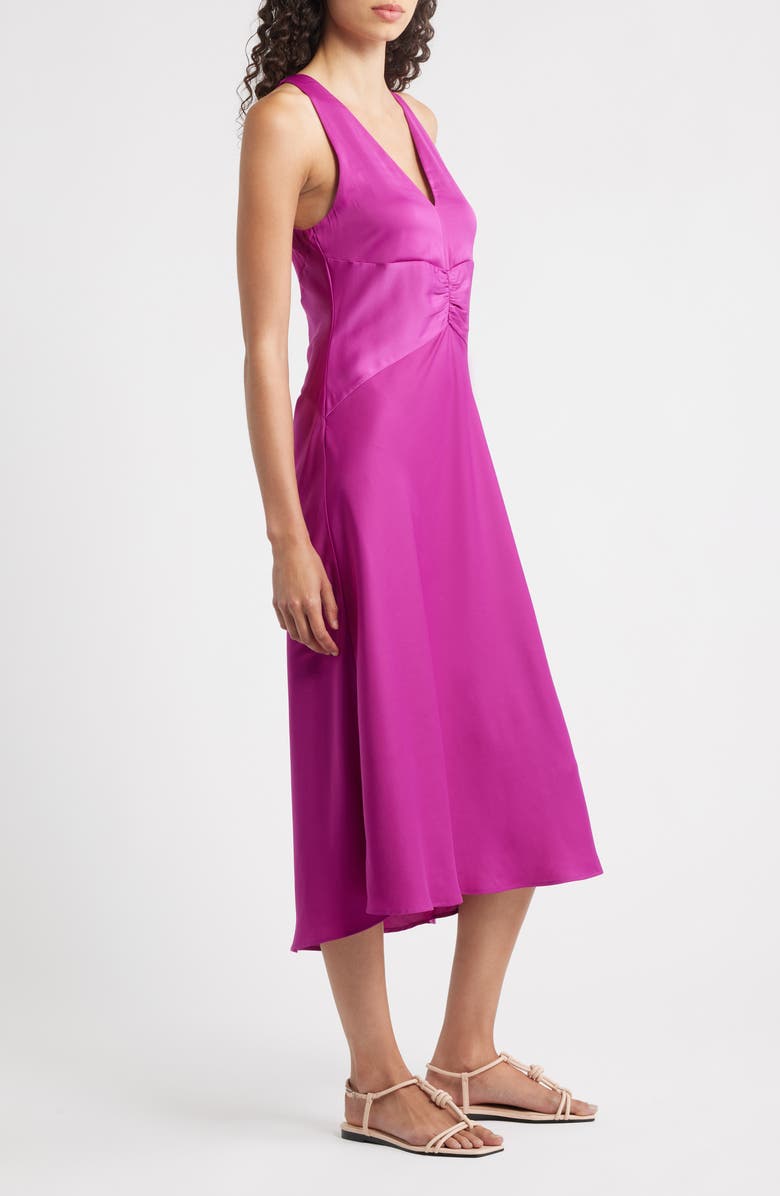 BOSS Orange Diclan Sheer Back Satin Dress, Alternate, color, Magenta