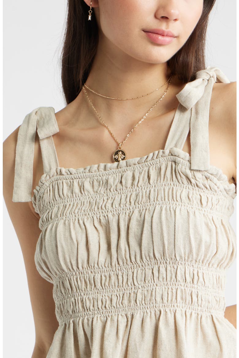 Smocked Linen Blend Tank, Alternate, color, NATURAL