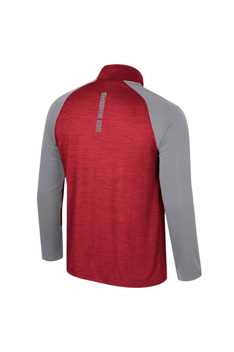 Men's Colosseum Crimson Washington State Cougars Langmore Raglan Quarter-Zip Top, Alternate, color, Crimson
