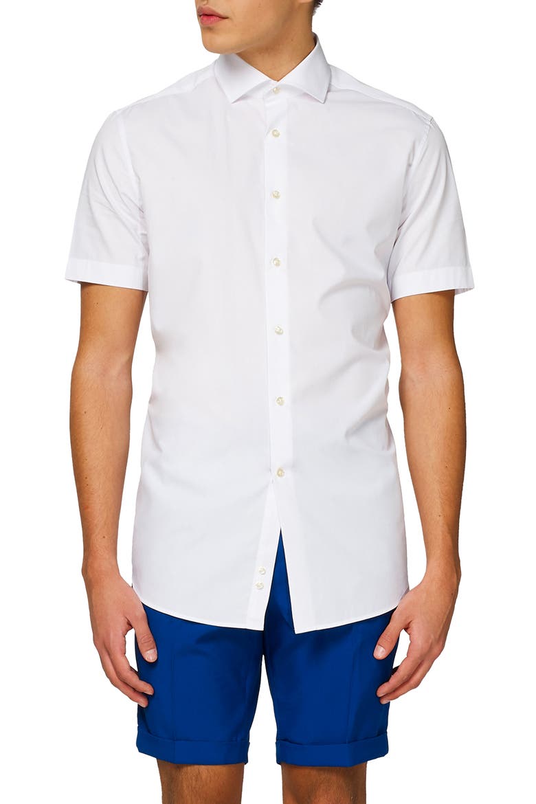 White Knight Short Sleeve Button-Up Shirt, Main, color, WHITE