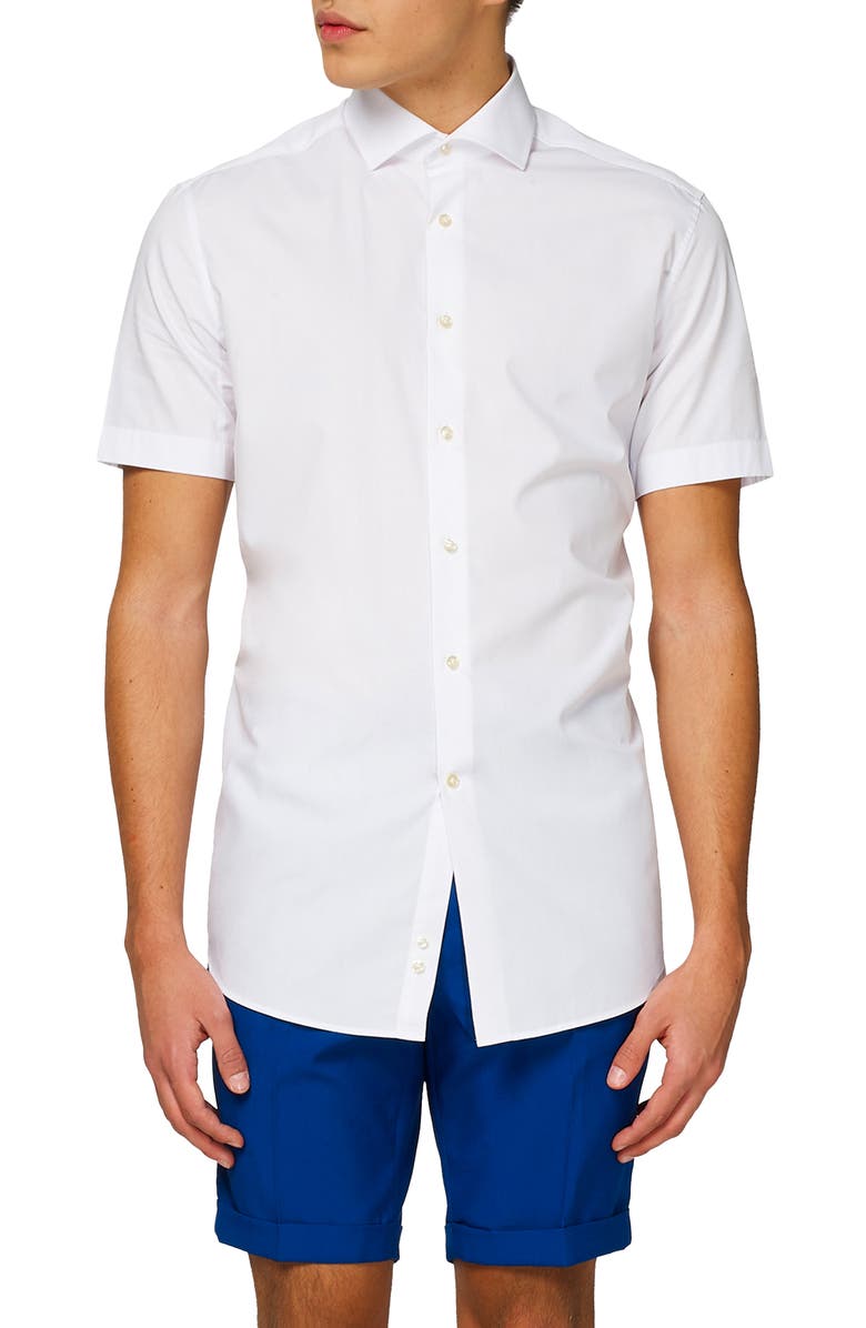 OppoSuits White Knight Short Sleeve Button-Up Shirt, Main, color, White