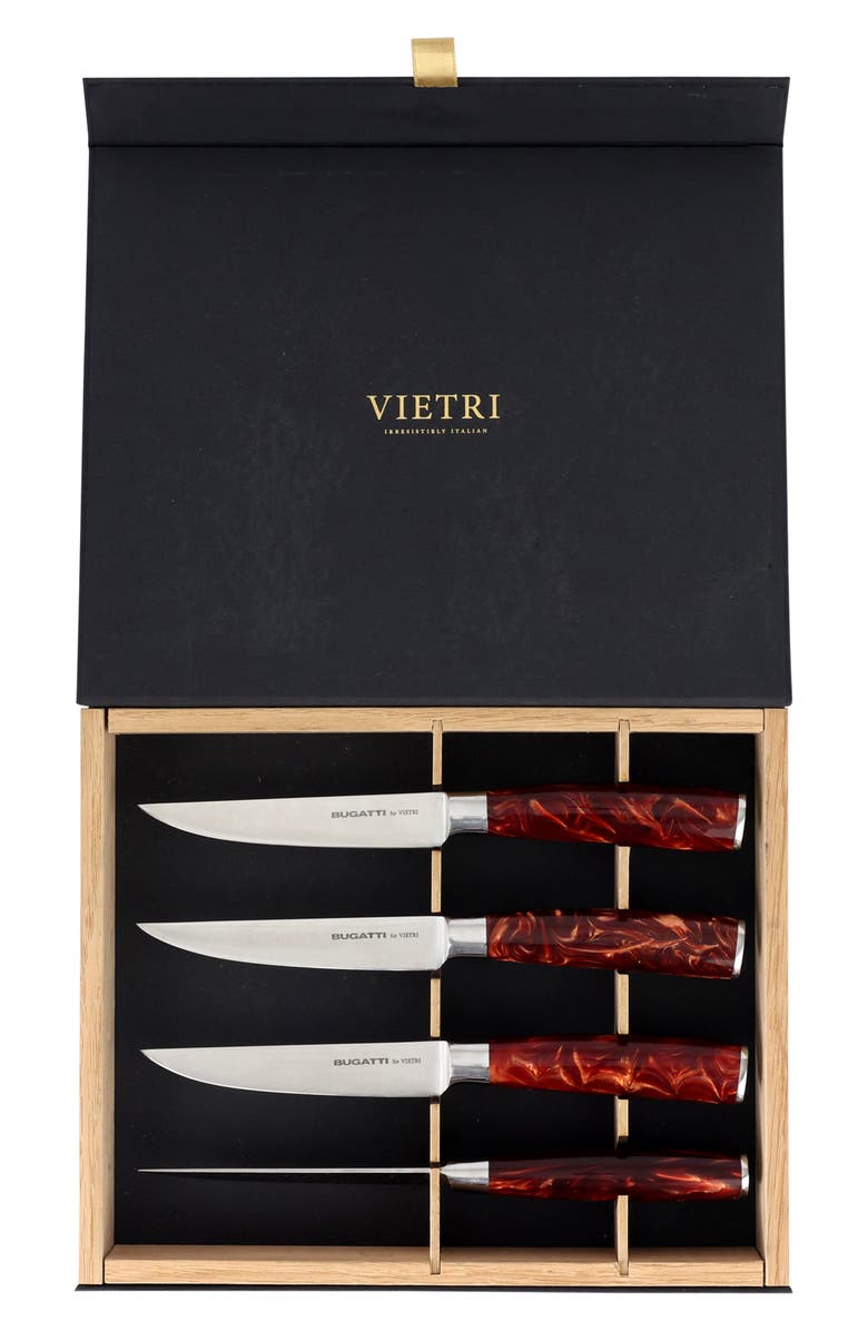 VIETRI Coltelli 4-Piece Stainless Steel Steak Knife Set, Main, color, Brown