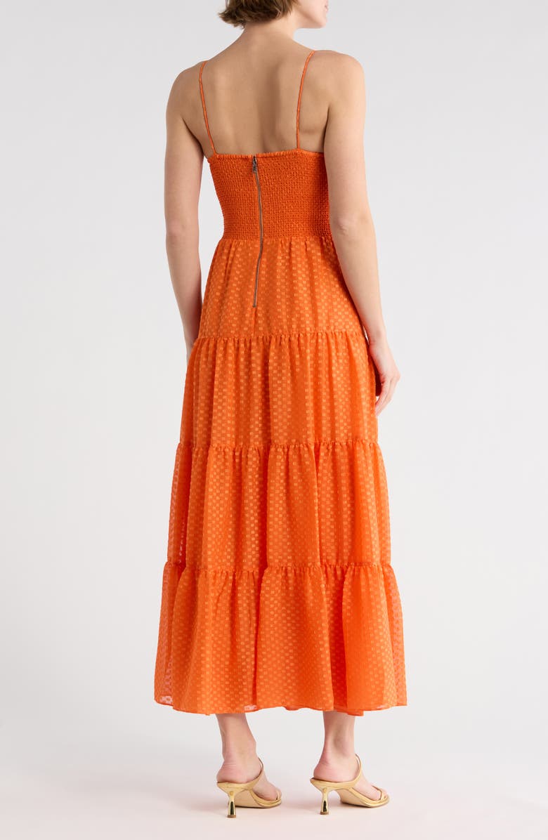 Alice + Olivia Clea Tiered Midi Sundress, Alternate, color, Light Mango