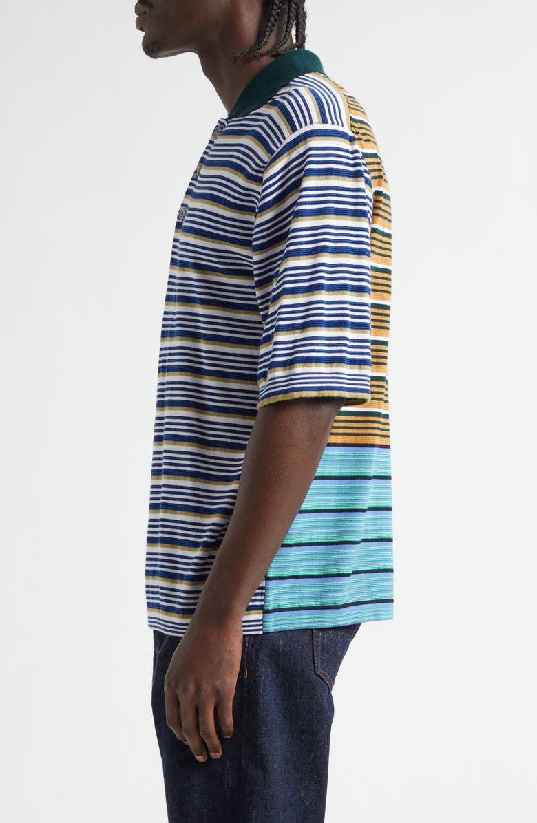 Waste Yarn Project Pico Stripe One of a Kind Polo, Alternate, color, White Multi