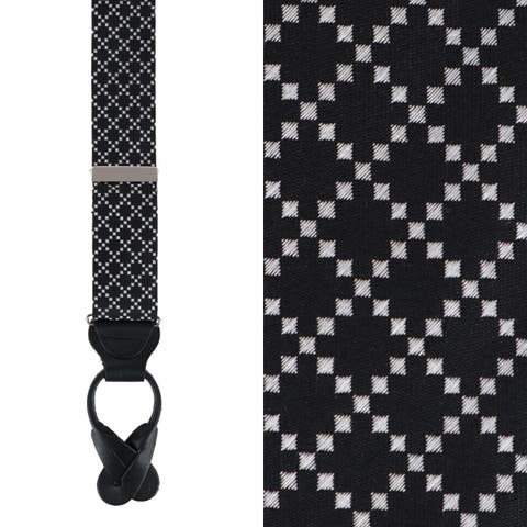 Rowan Geometric Pattern Silk Button End Suspenders (Braces)