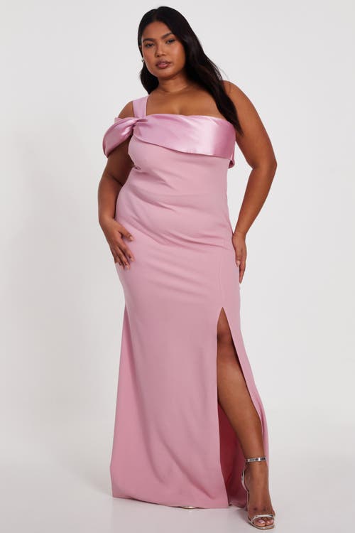 Quiz Plus Size One Shoulder Satin/scuba Crepe Maxi Dress