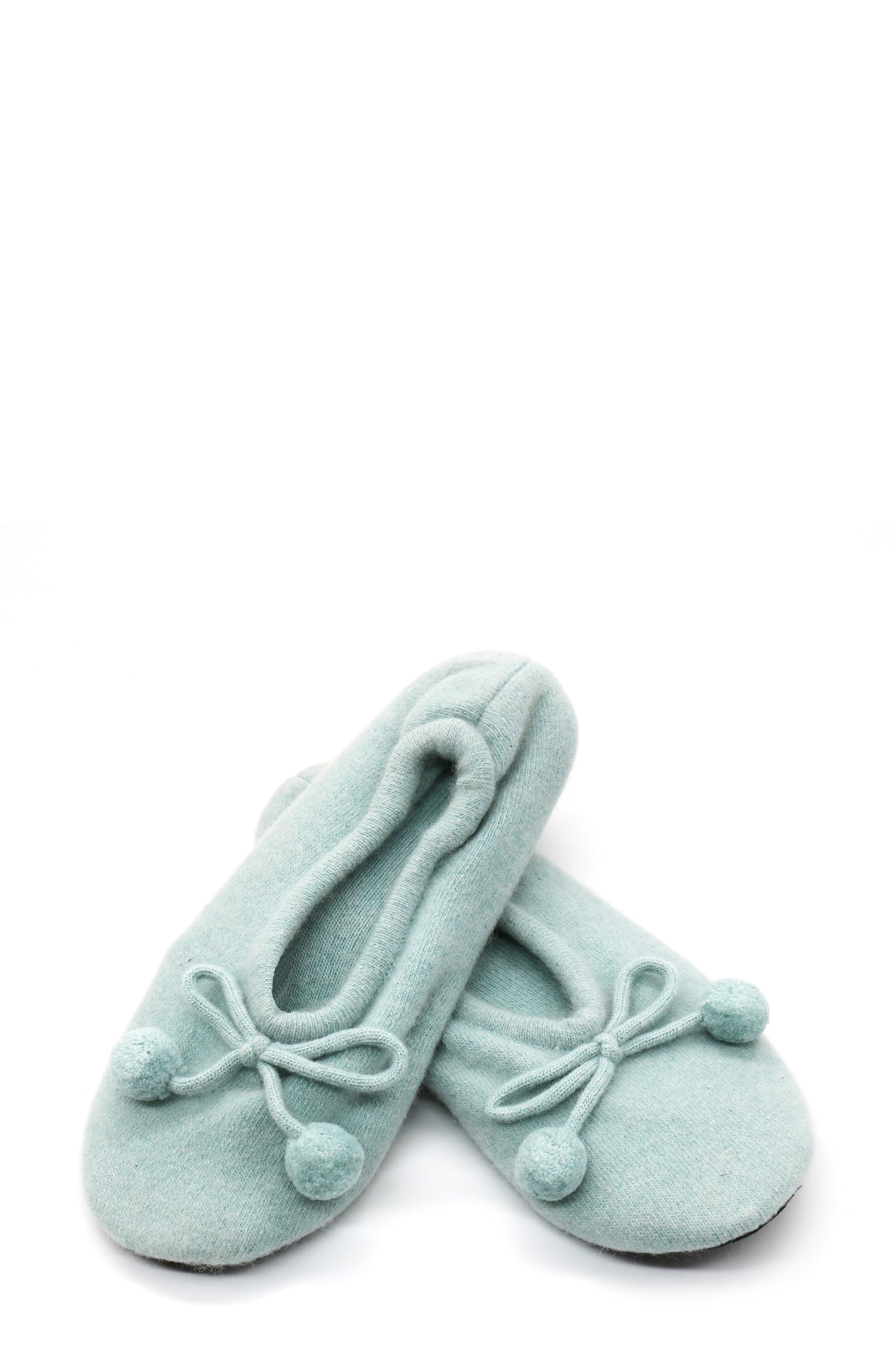 Cashmere Ballerina Pom Slipper, Alternate, color, CLOUD BLUE/ BLACK