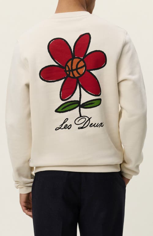 Les Deux Flower Basket Organic Cotton Graphic Sweatshirt In Neutral