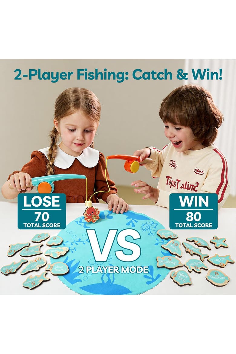 2-in-1 Wooden Magnetic Bird Feeding & Fishing Game Set for Fine Motor Skill Development, Alternate, color, Multicolor