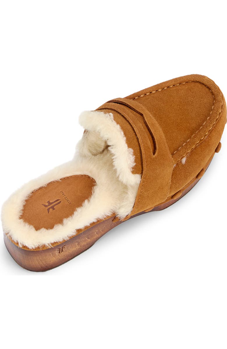 Frye Melody Genuine Shearling Lined Platform Clog, Alternate, color, Walnut