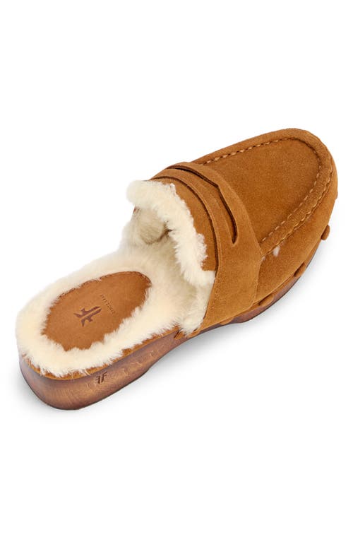 Frye Melody Genuine Shearling Lined Platform Clog In Brown