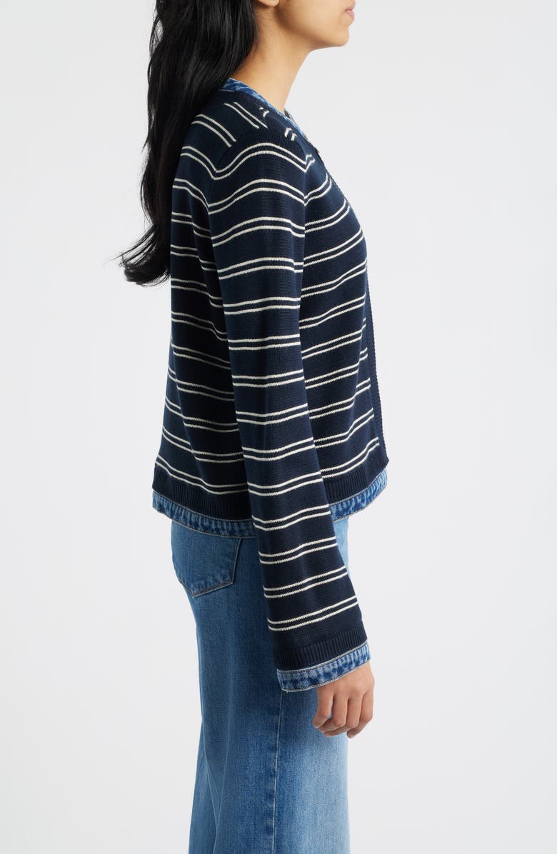 Wit & Wisdom Mixed Media Jacket, Alternate, color, Navy/ Ecru