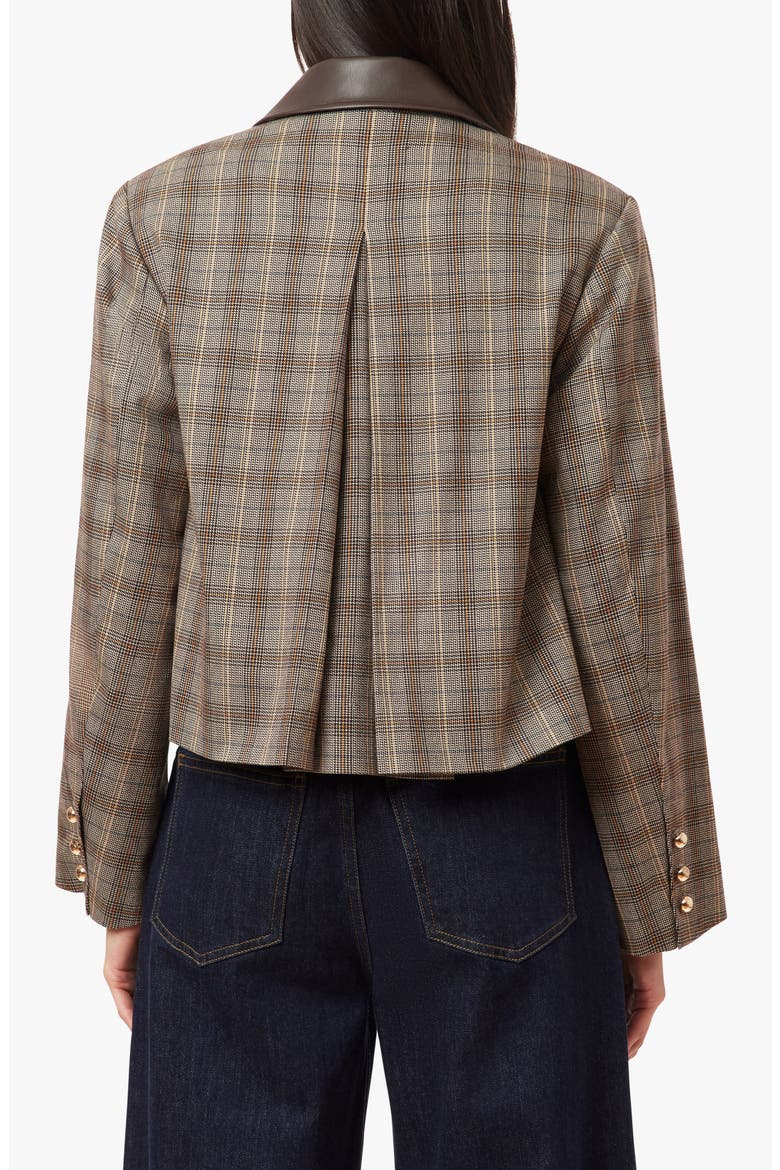 Houndstooth Check Swing Jacket, Alternate, color, BROWN HOUNDSTOOTH