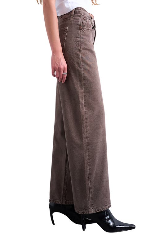 Topshop Cinch Low Rise Relaxed Jeans In Brown