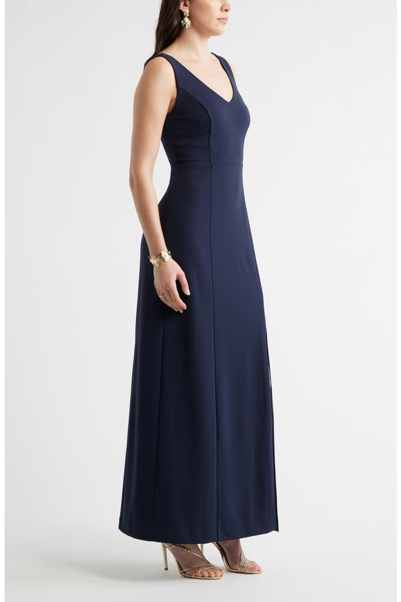 Seamed Cotton Blend Sheath Gown, Alternate, color, NAVY NIGHT