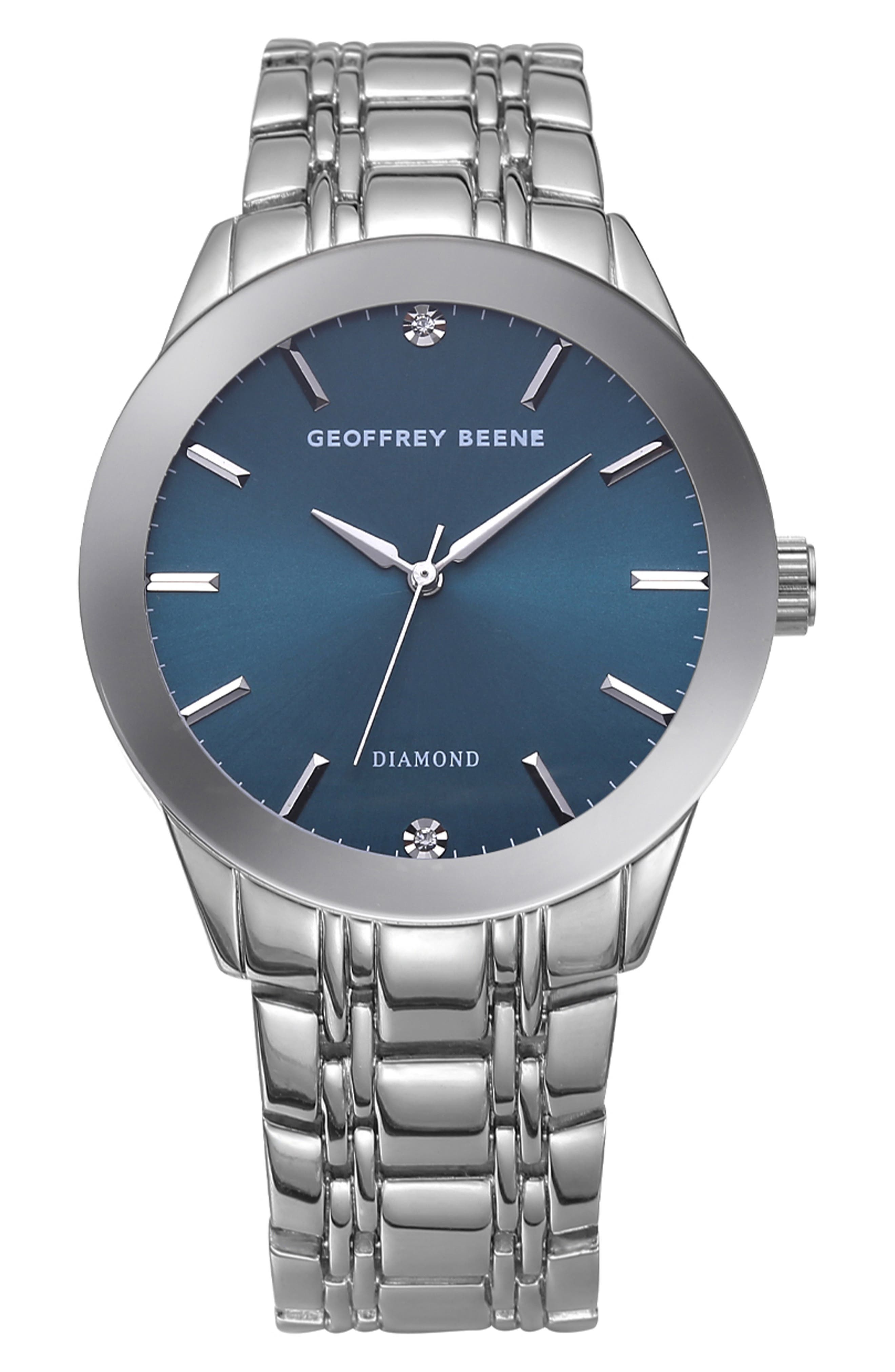 GEOFFREY BEENE Genuine Diamond Bracelet Watch, 41mm - 0.001ct.