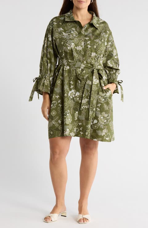 Emelia Hazelton Floral Cotton Shirtdress (Plus)
