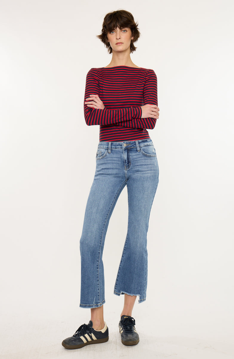 KanCan Savanna Essentials Mid Rise Cropped Flare Jeans, Alternate, color, Medium Wash