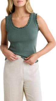 nz BY NIC AND ZOE Ella Rib Lettuce Trim Cotton Pointelle Tank