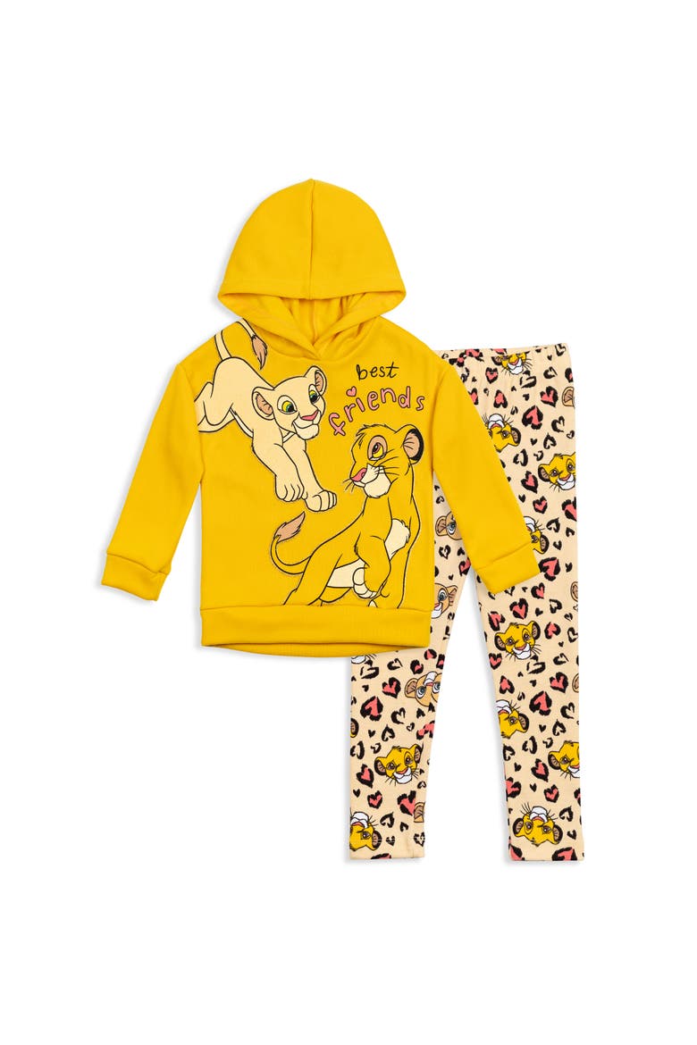 Lion King Fleece 2-Piece Hoodie and Leggings Set, Main, color, Simba Nala Yellow