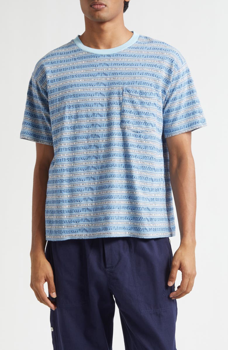 Bode Lyric Stripe Pocket T-Shirt, Main, color, Blue Multi