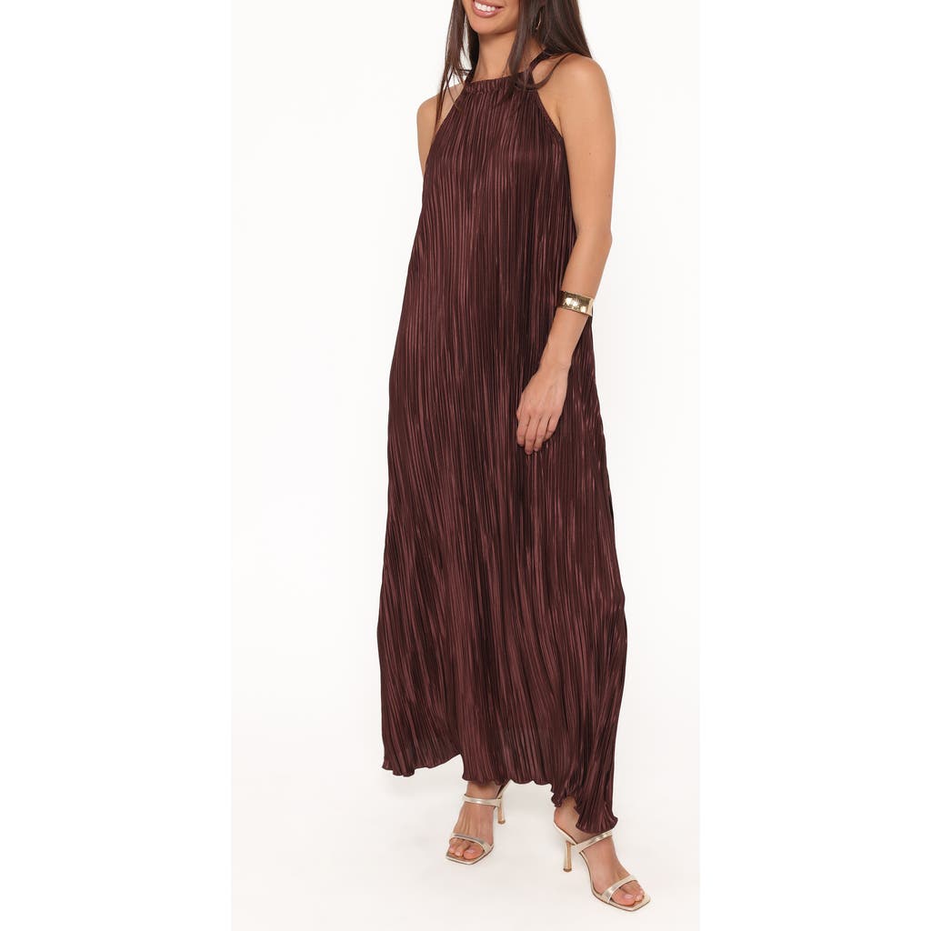 Petal & Pup Melody Plissé Metallic Dot Cocktail Dress in Brown at Nordstrom, Size X-Small