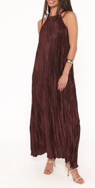 Petal & Pup Melody Plissé Metallic Dot Cocktail Dress