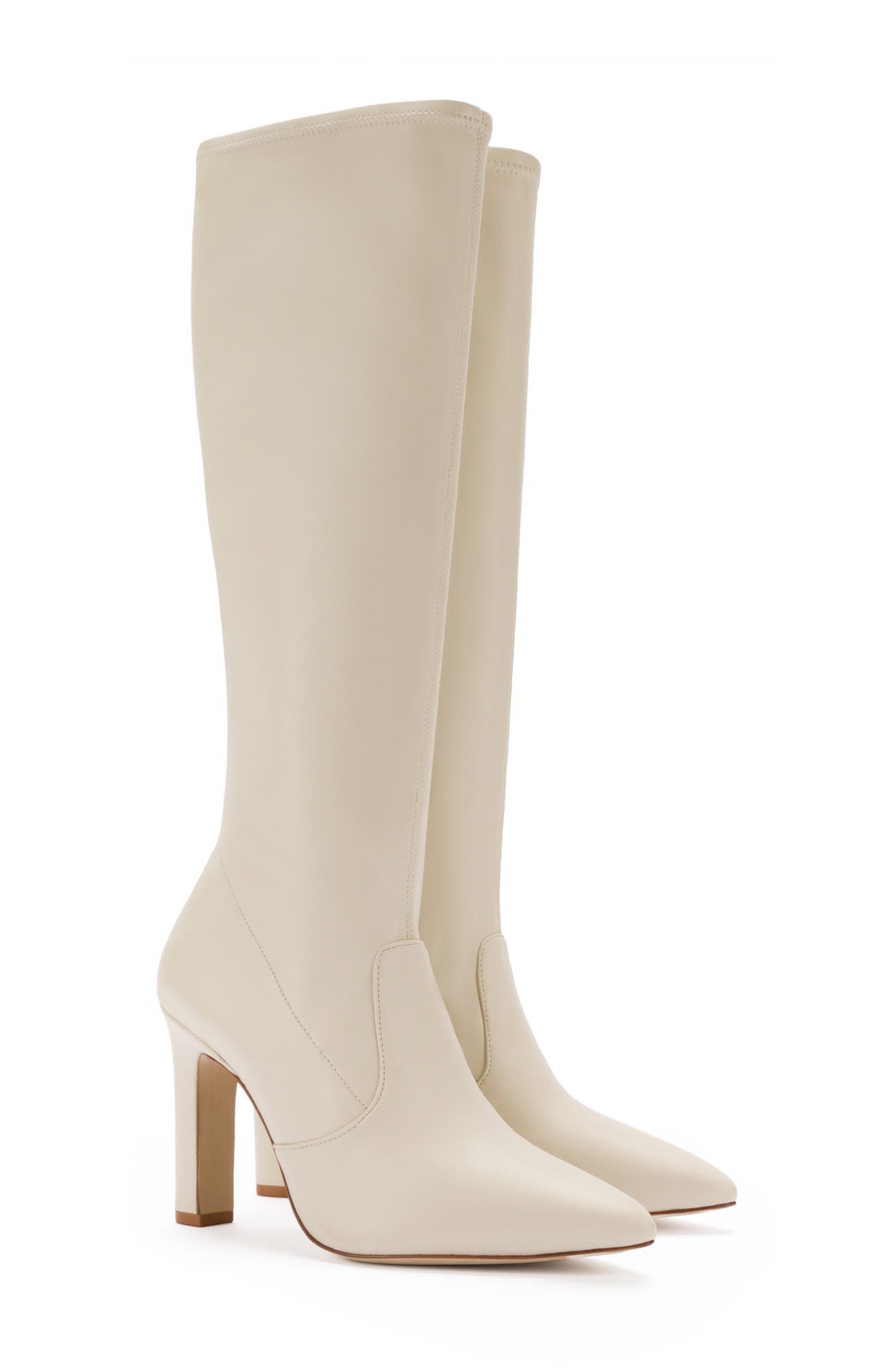 Larroudé Christy Pointed Toe Boot, Main, color, Light Beige