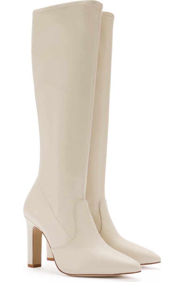 Larroudé Christy Pointed Toe Boot, Main, color, Light Beige