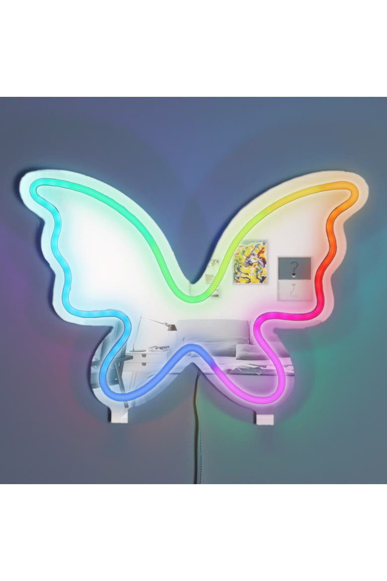 Acrylic frame Desk top/ Wall neon sign-RGB lights & Mirror-Butterfly, Alternate, color, Butterfly