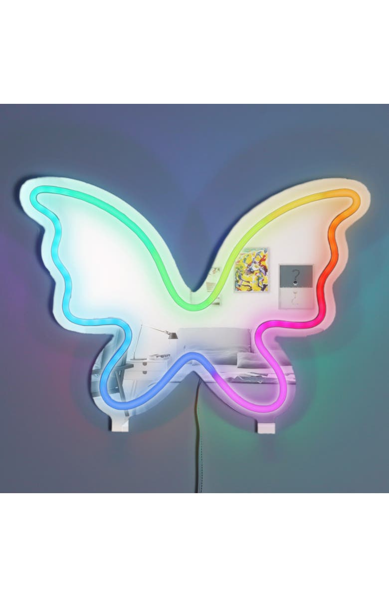TREND TECH Acrylic frame Desk top/ Wall neon sign-RGB lights & Mirror-Butterfly, Alternate, color, Butterfly
