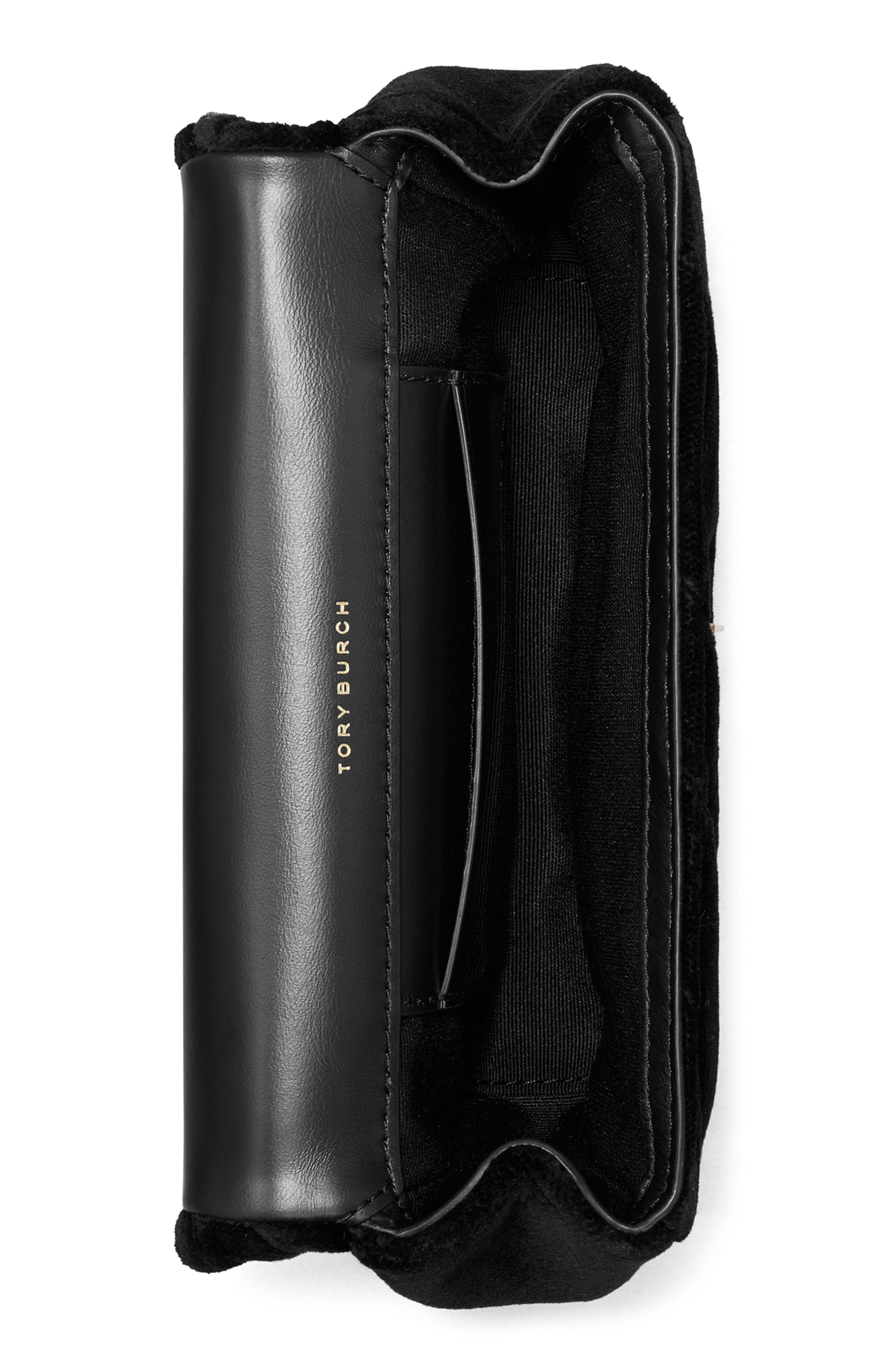 Tory Burch Mini Kira Quilted Velvet Convertible Crossbody Bag, Alternate, color, 