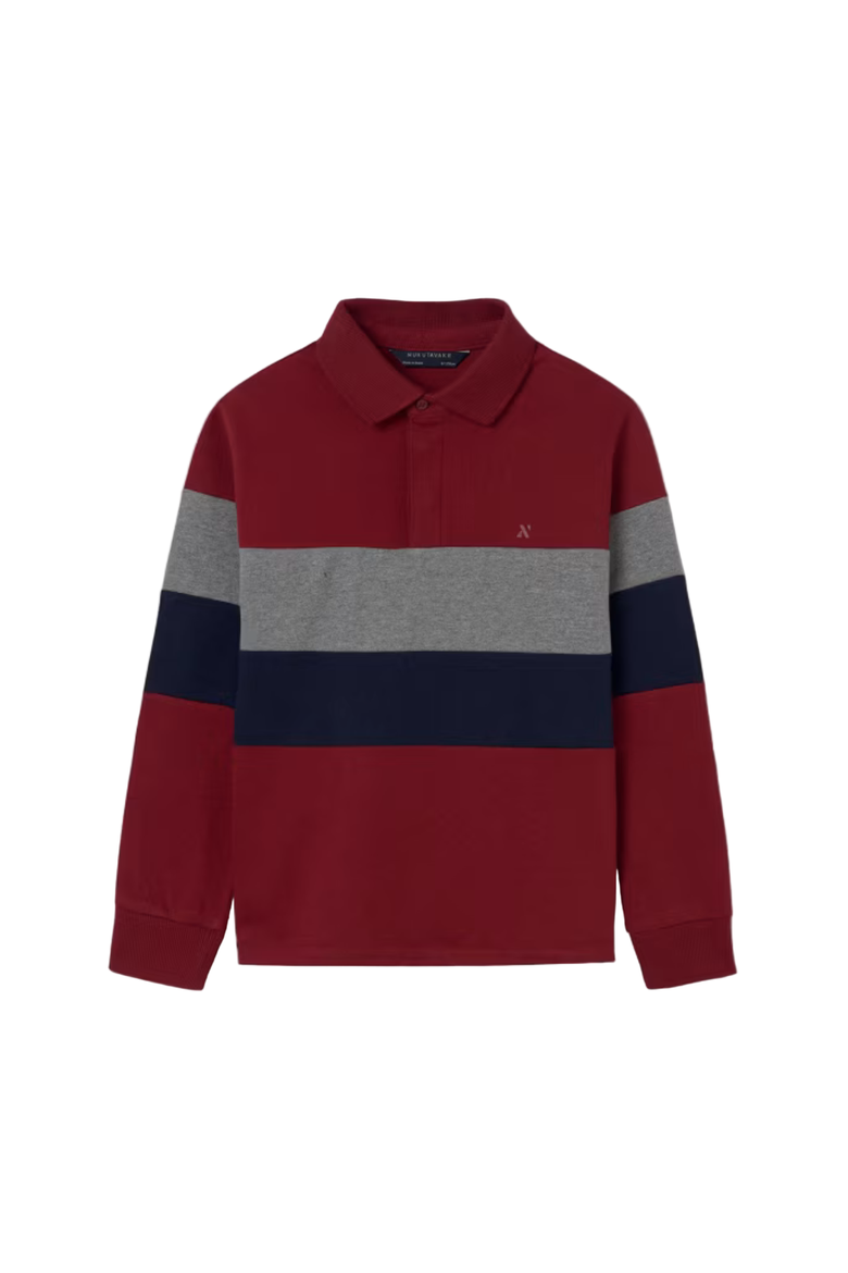 Striped Polo Shirt, Main, color, Burgundy