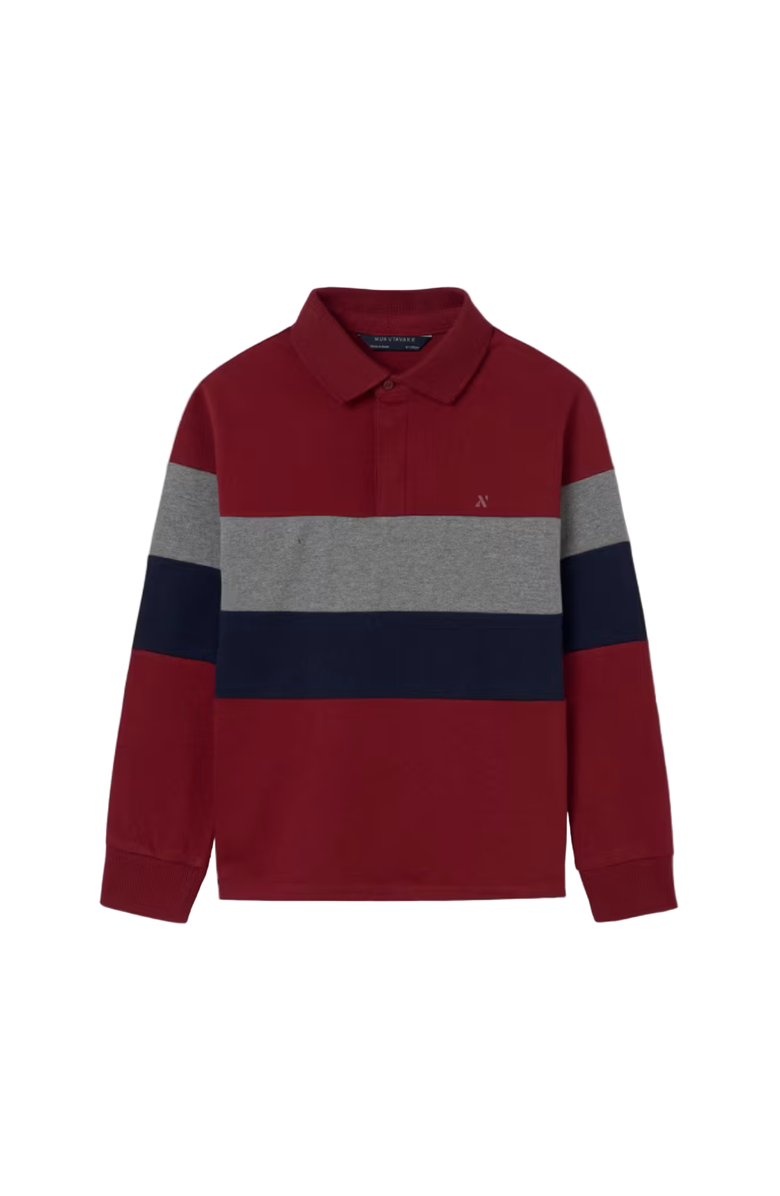 Mayoral Striped Polo Shirt, Main, color, Burgundy