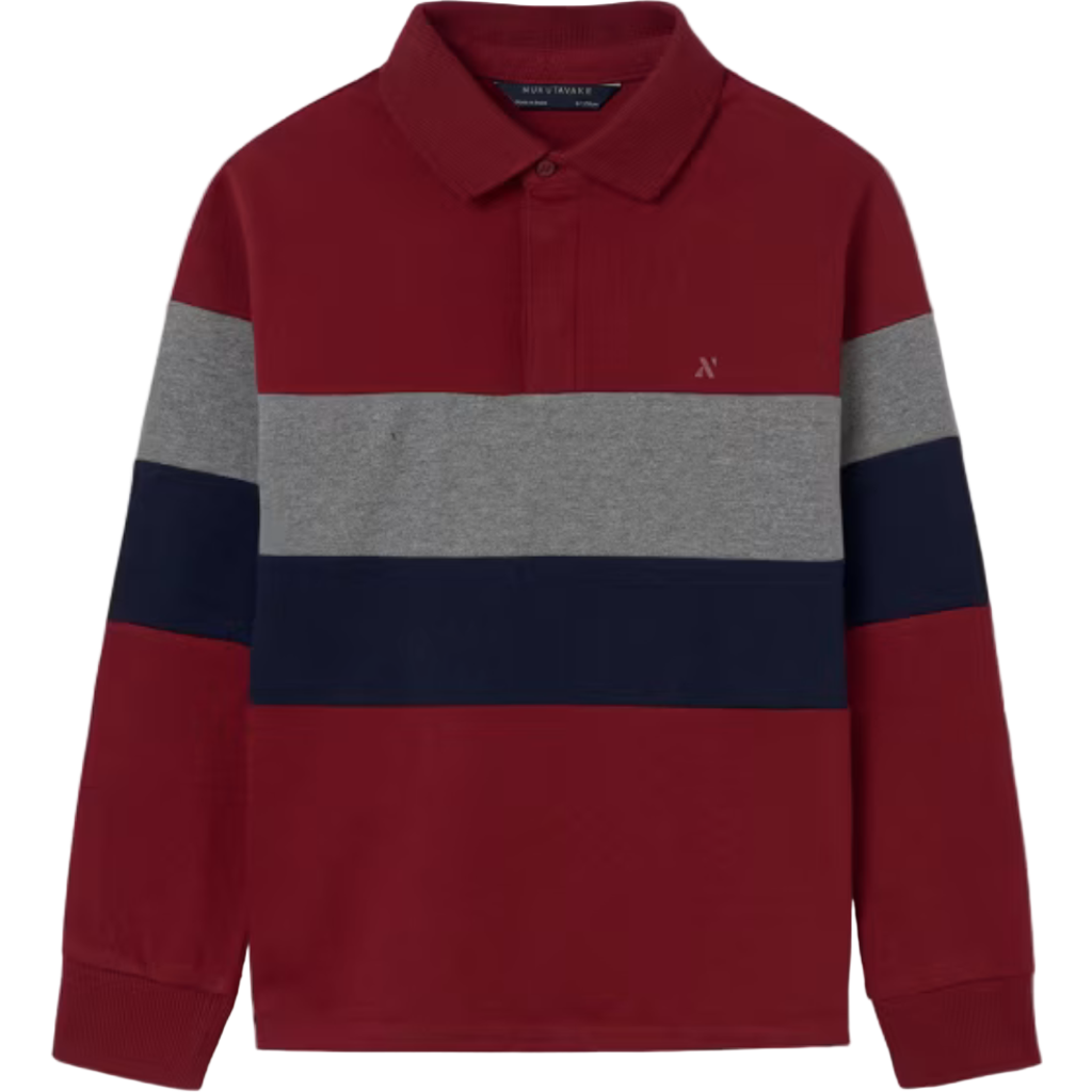 Mayoral Striped Polo Shirt In Red