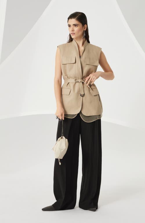 Brunello Cucinelli Women's Wide Tropical Luxury Trousers In Black