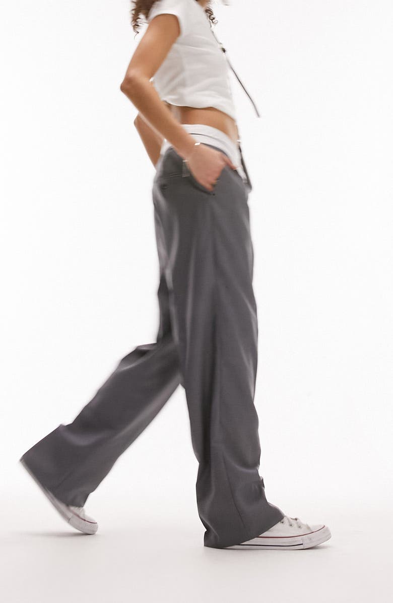 Topshop Foldover Waist Peg Trousers, Alternate, color, 