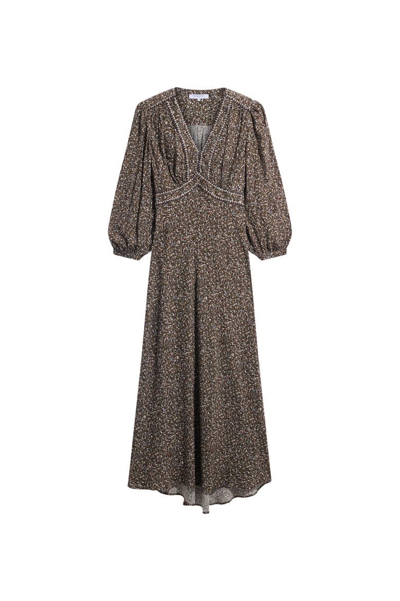 Caryl Abstract Print Midi Dress, Alternate, color, Khaki Green