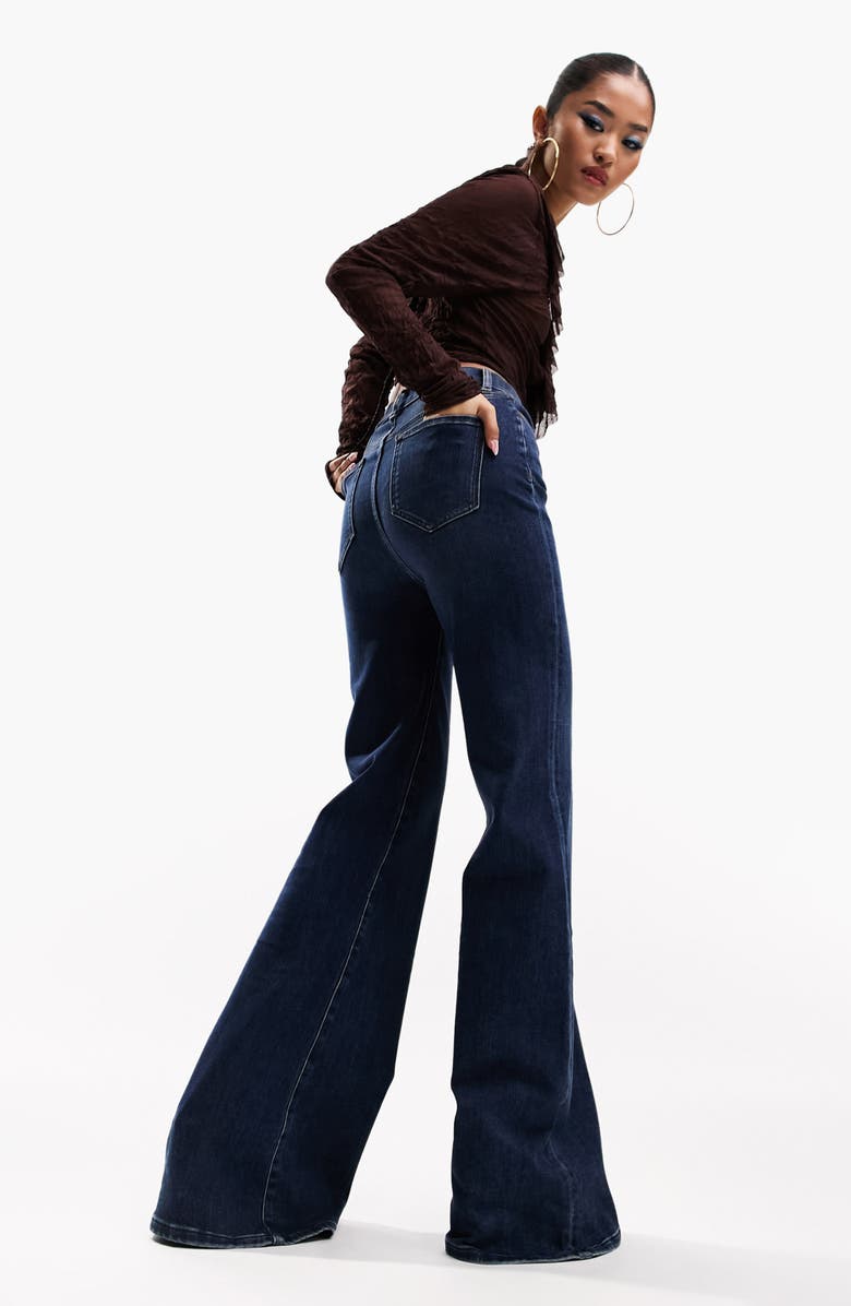 ASOS DESIGN '70s Power Stretch High Waist Flare Jeans, Alternate, color,
