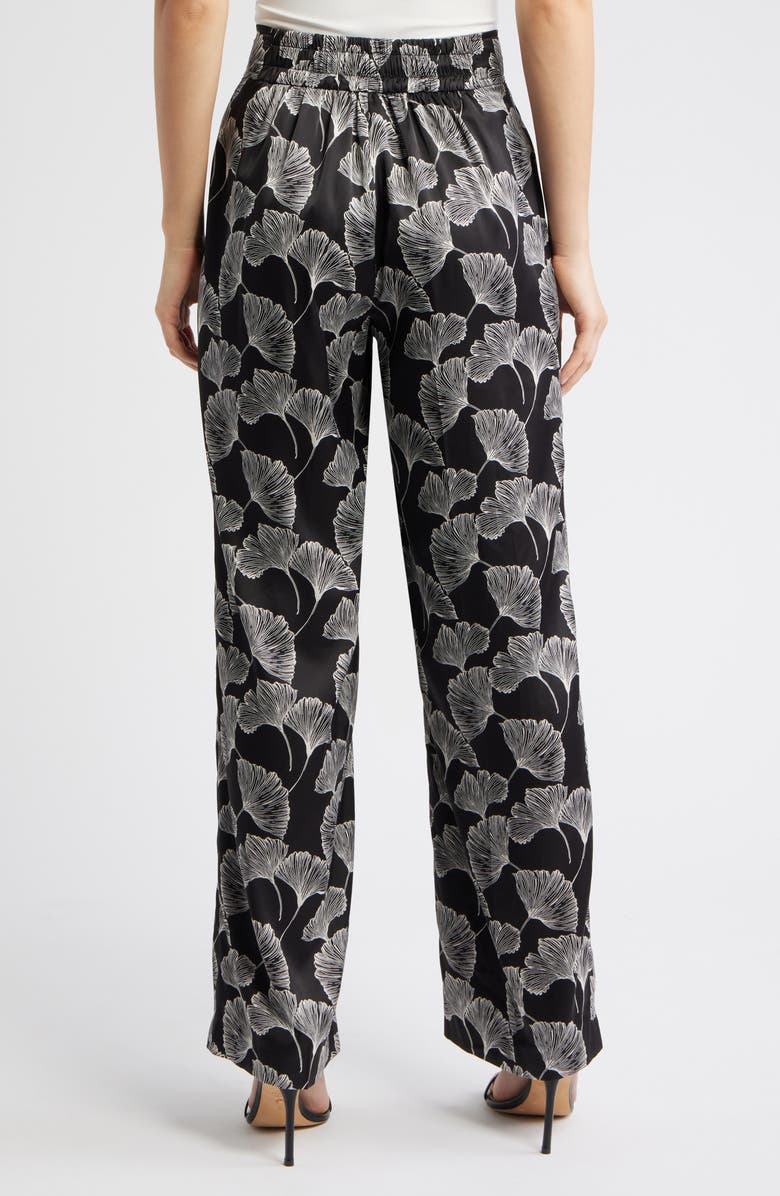 Anne Klein Print High Waist Pull-On Wide Leg Pants, Alternate, color, Black/ White/ Ivory