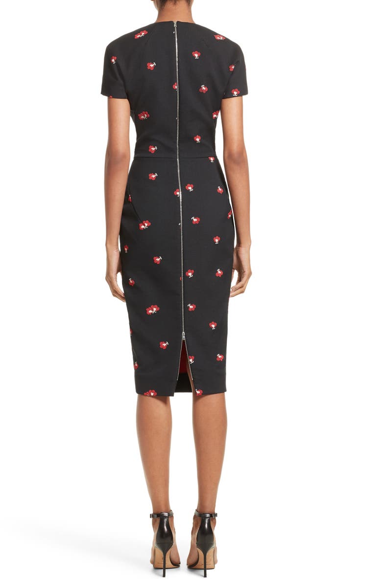 Victoria Beckham Flower Print Pencil Dress, Alternate, color, 