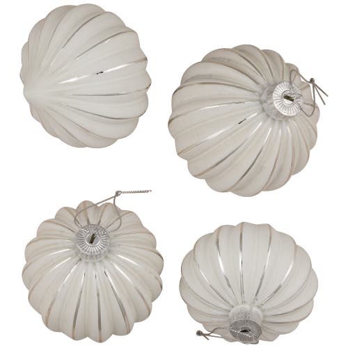 Northlight Striped Ball And Onion Glass Christmas Ornaments In Gray