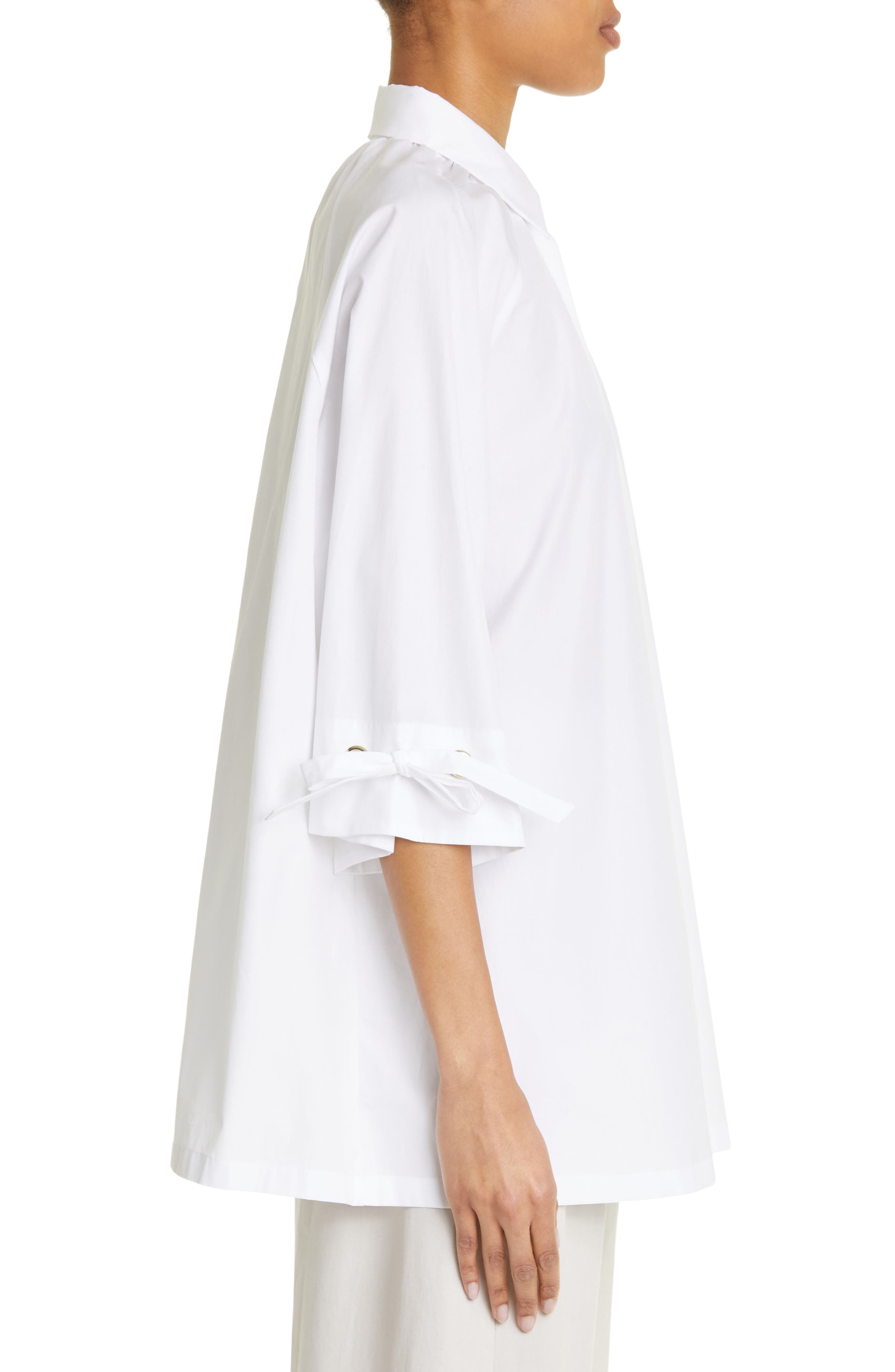 Max Mara Gigi Threaded Cuff Cotton Button-Up Shirt (Women) | Nordstrom