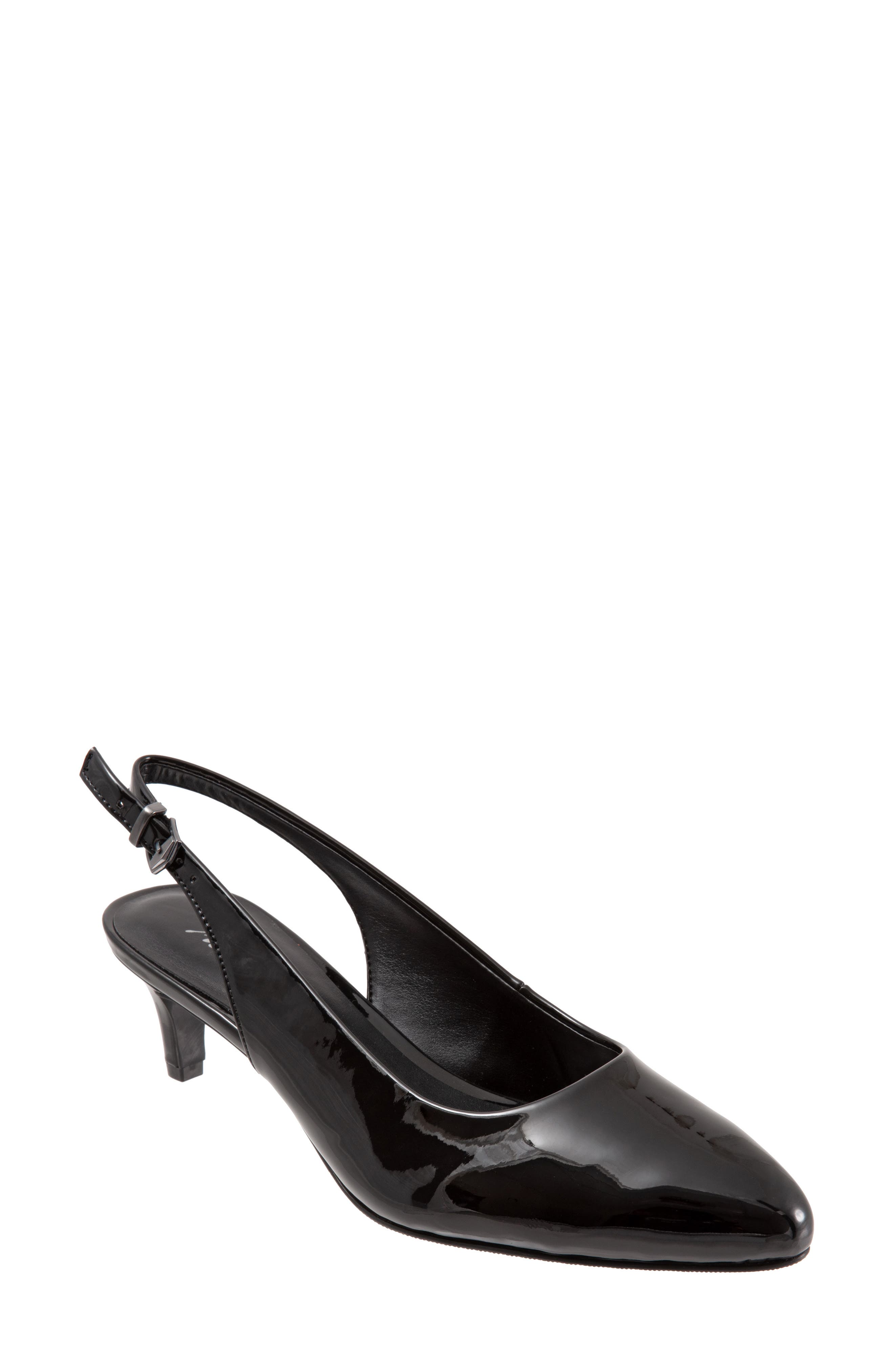 Keely Kitten Heel Slingback Pump, Main, color, BLACK FAUX PATENT LEATHER
