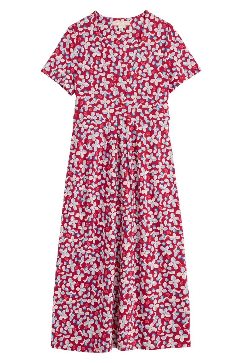 Seed Packet Floral Stretch Organic Cotton Midi Dress, Alternate, color, POSY PRESS BOAT RED