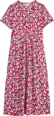 Seasalt Cornwall Seed Packet Floral Stretch Organic Cotton Midi Dress