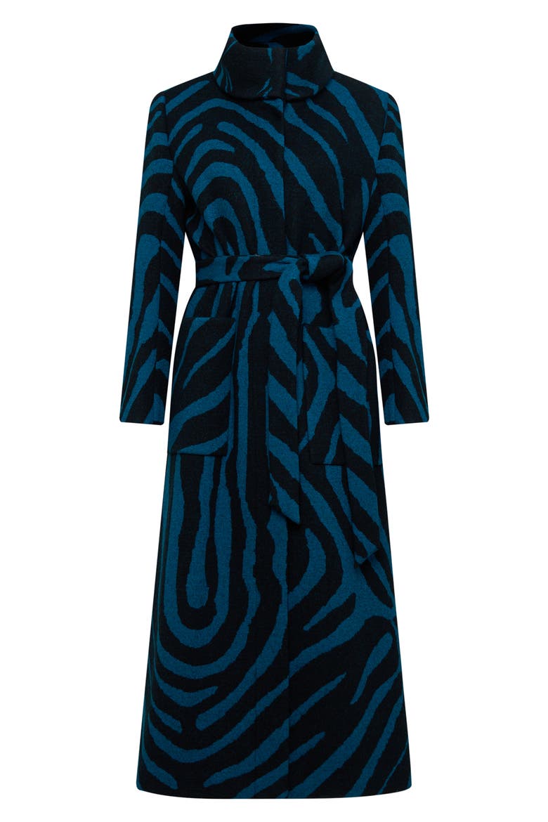 Starsky Zebra Stripe Wool Blend Coat, Alternate, color, ZEBRA INDIAN GREEN LG