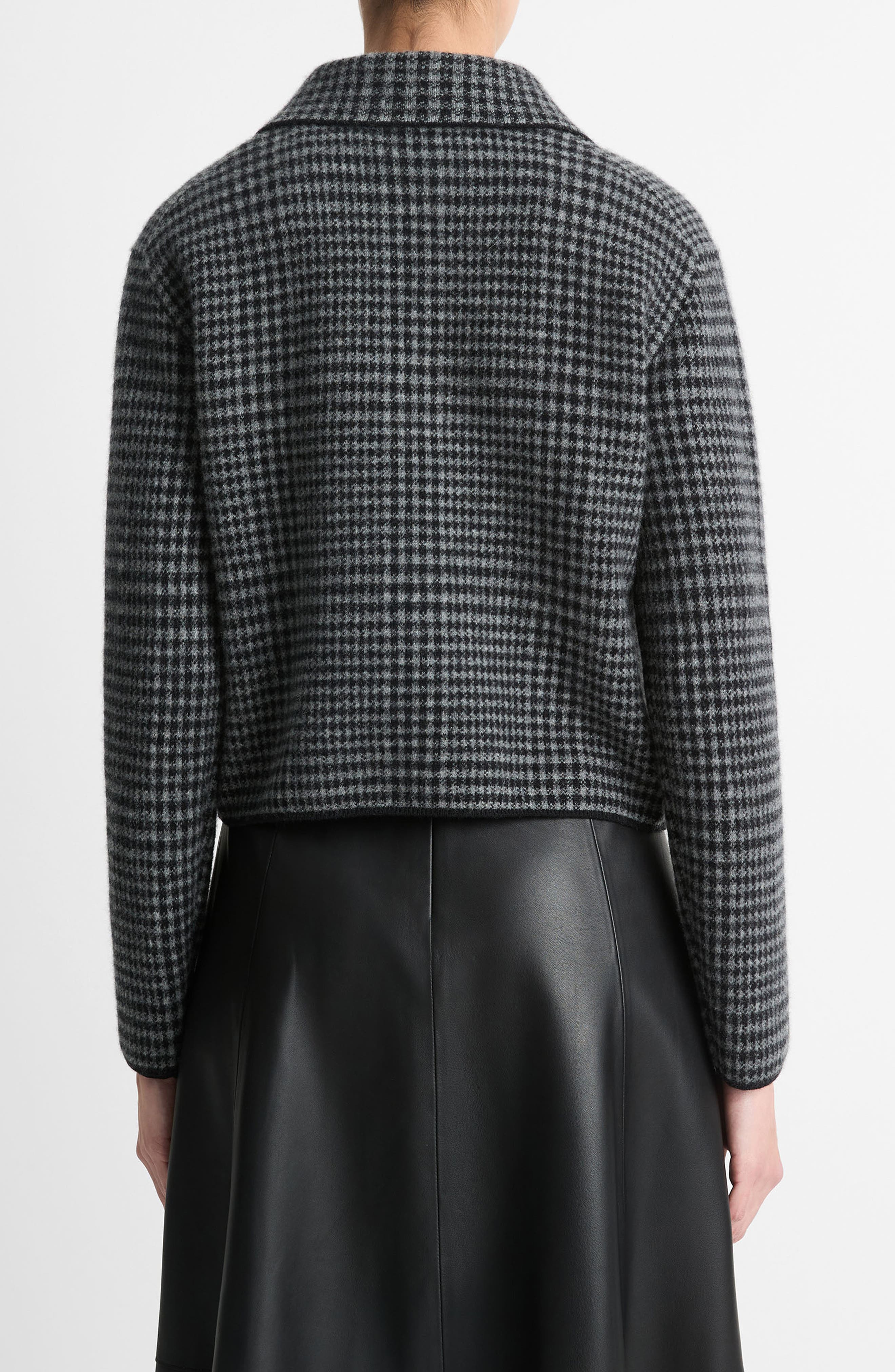 Houndstooth Wool & Cashmere Quarter Zip Sweater - image 2