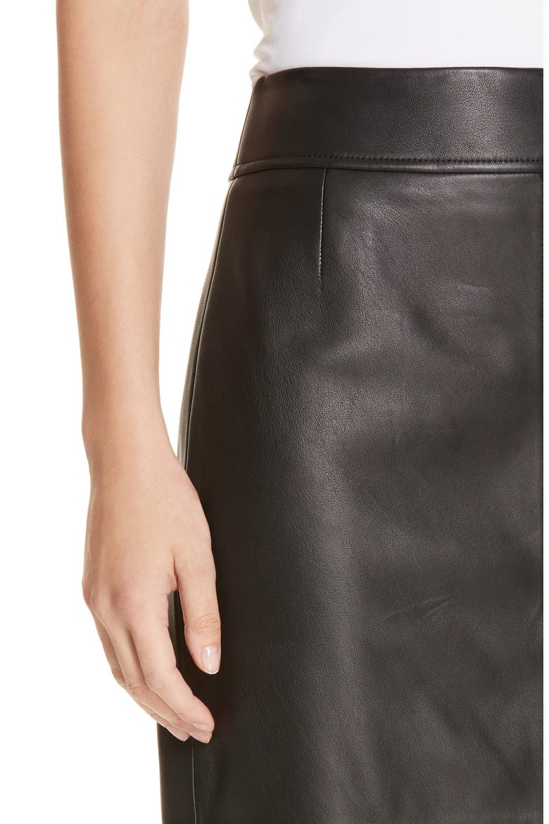 Selrita Lambskin Leather Pencil Skirt, Alternate, color, BLACK