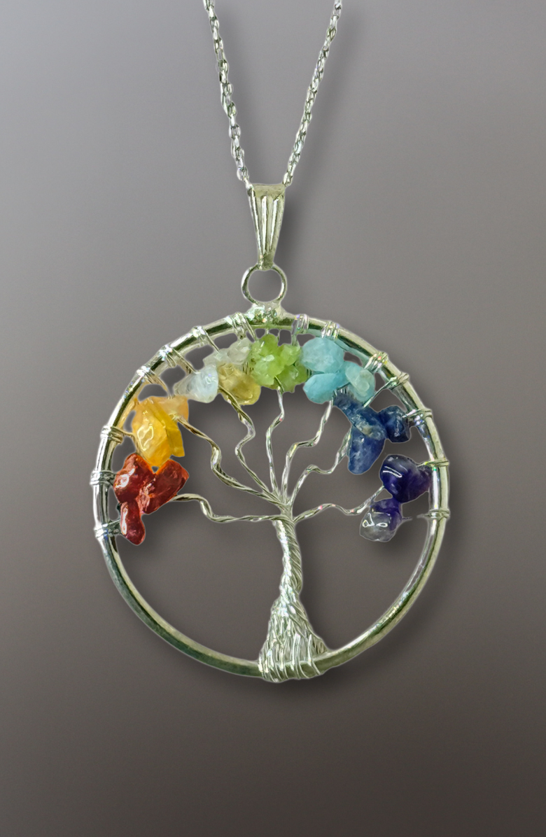 Humanist Beauty Tree of Life Gemstone Necklace, Alternate, color, 